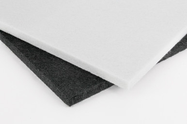 two squares, wool felt, white