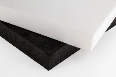 Two squares of XLPE, in black and white, overlapping