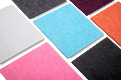 Multiple squares of colorful felt board