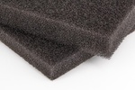 Polyester-reticulated polyurethane foam, two squares, black