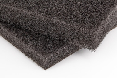 Polyester-reticulated polyurethane foam, two squares, black