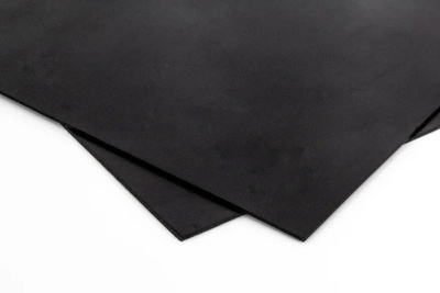 Two black squares of EPDM rubber overlapping