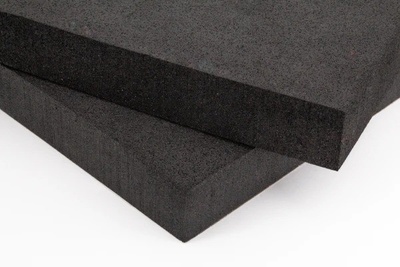 Two black squares of EPDM, Pure foam, overlapping