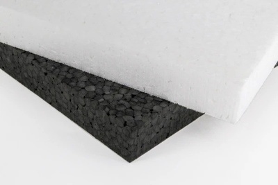 Black and White square of Expanded Polyethylene (EPE) foam, overlapping