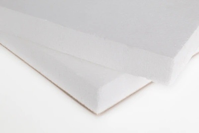 Two white squares of Expanded Polystyrene (EPS) foam, overlapping
