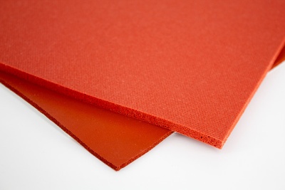 Two orange squares of Silicone Foam, overlapping